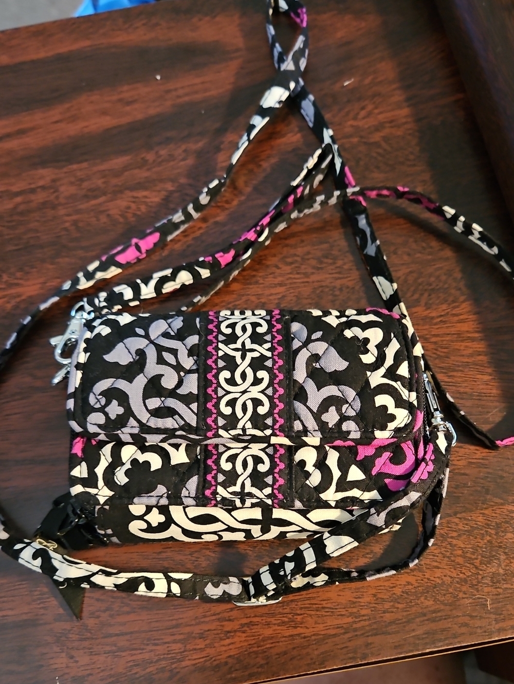 Vera Bradley Black, White & Pink Quilted Crossbody